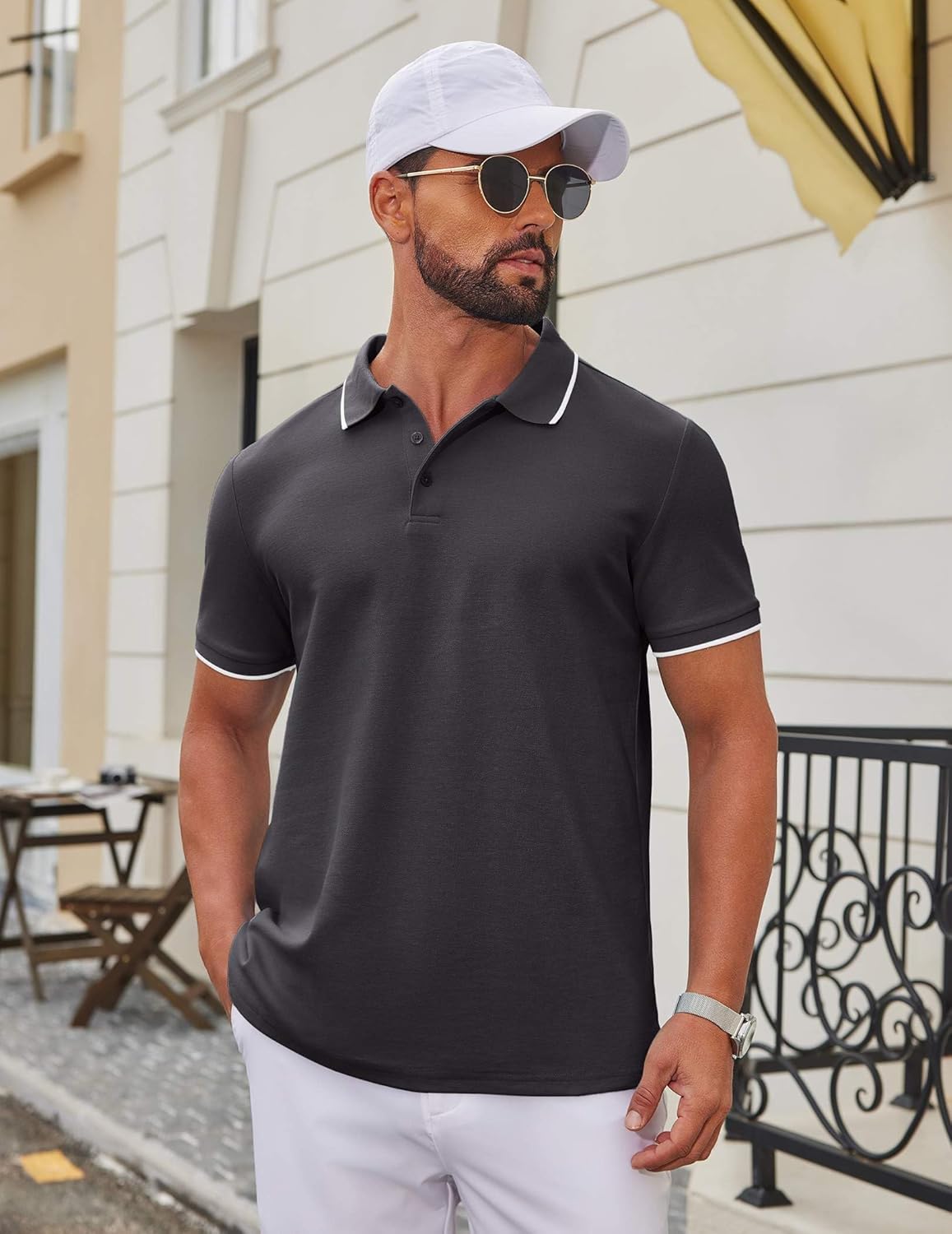 COOFANDY Men's Polo Shirts Classic Short Sleeve Polo T Shirts Cotton Pique Casual Summer Fashion Golf Shirt - Image 2