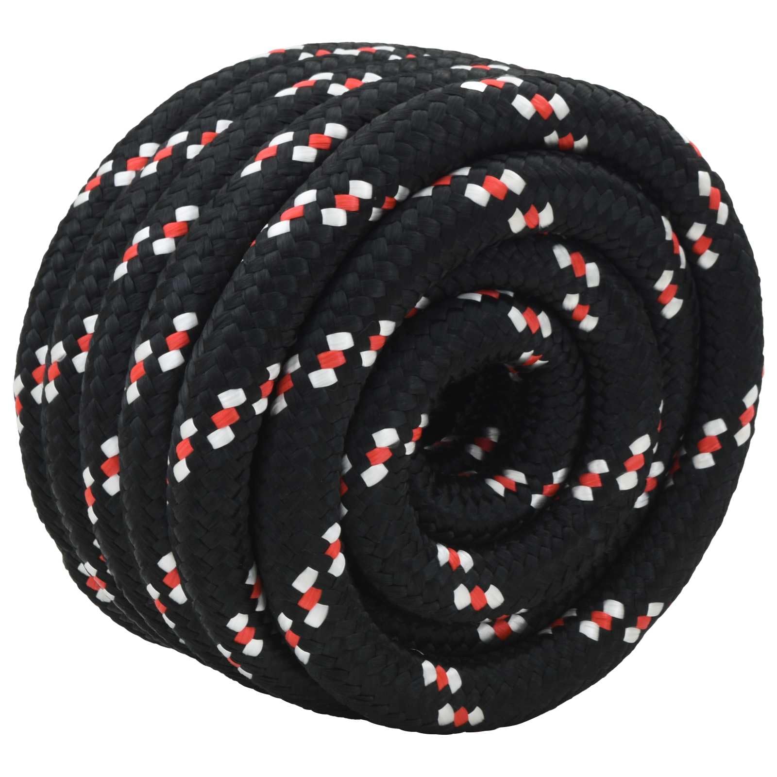 Cuerda de polipropileno de 10 m de largo, diámetro de 5 cm, 1 cuerda negra y roja para vela, canotaje, camping, resistente a la intemperie y a los rayos UV