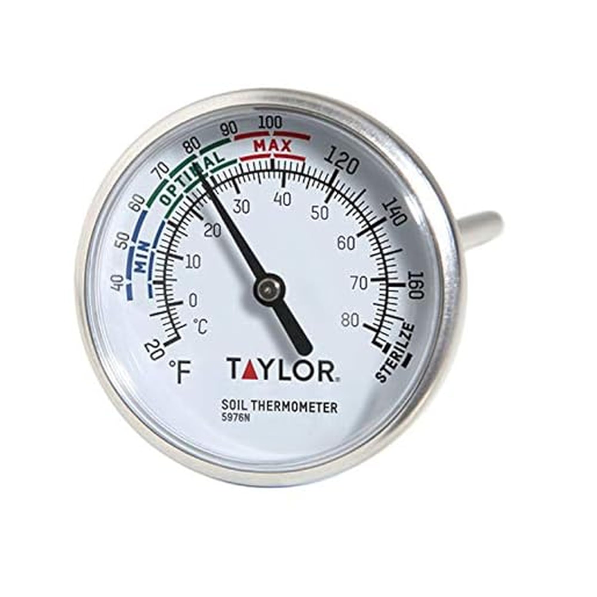Taylor Soil Testing Thermometer Gardening Tool for Plant Care Gardening Lawn Farm Outdoor Use 4 Inch Stem