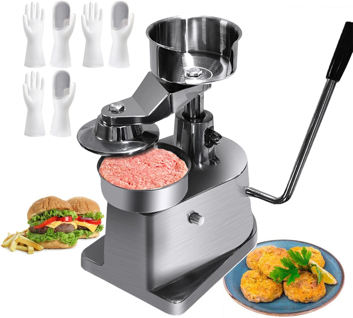 Hamburger Patty Maker, Manual Meat Tenderisers Hamburger Press w/500 Patty Papers, Meat Patty Maker & Burger Press Tool for Making Burgers, Meat Patties, Veggie Burgers, Crab Cakes, 15cm