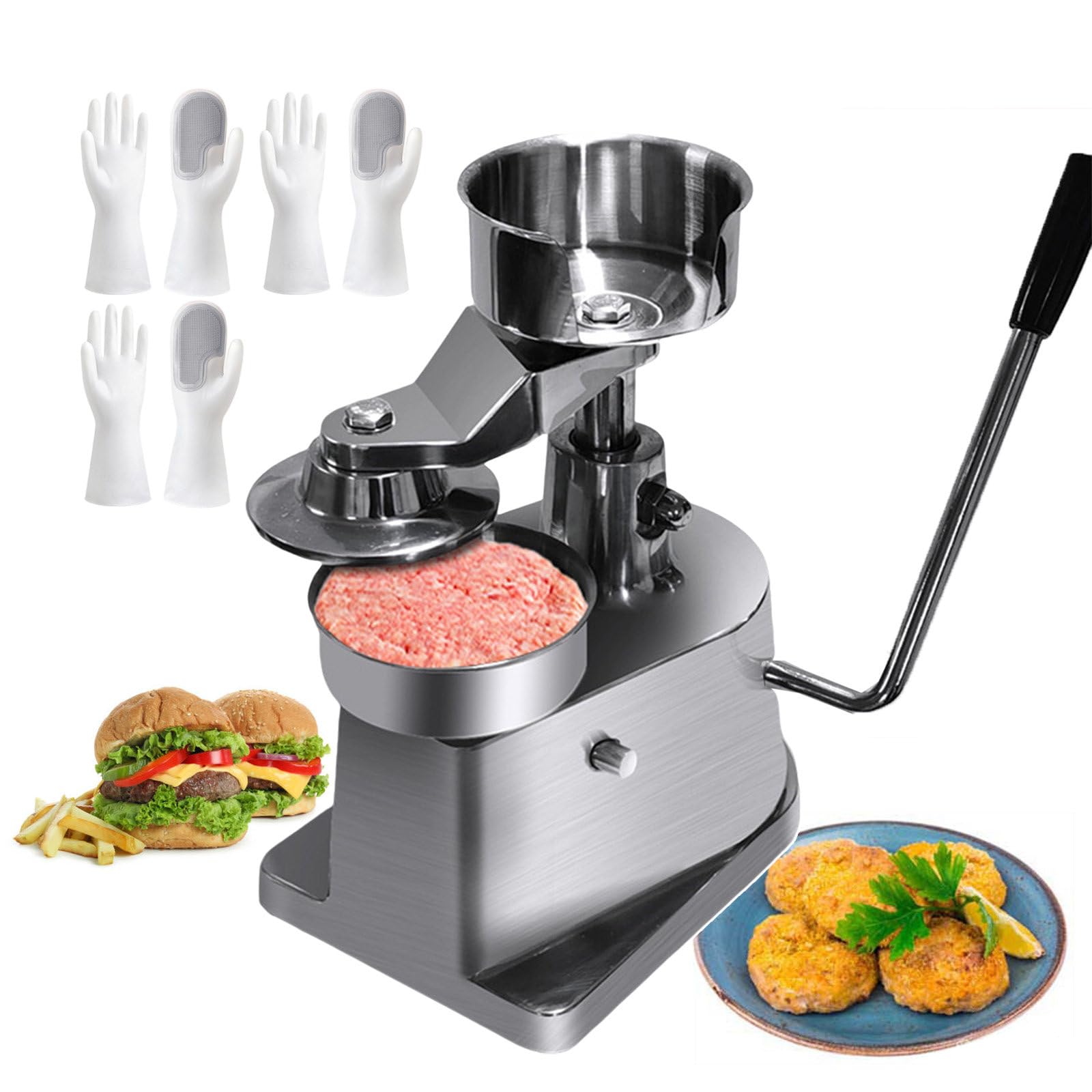 DFEDHF Hamburger Patty Maker, Manual Meat Tenderisers Hamburger Press w/500 Patty Papers, Meat Patty Maker & Burger Press Tool for Making Burgers, Meat Patties, Veggie Burgers, Crab Cakes, 15cm
