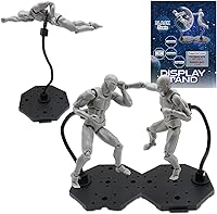 QUCCHANEN Adjustable Action Figure Stand for Gundam HG RG SD 1/144 & SH Figuarts Effects - Connectable Black Display Base 3 Pack