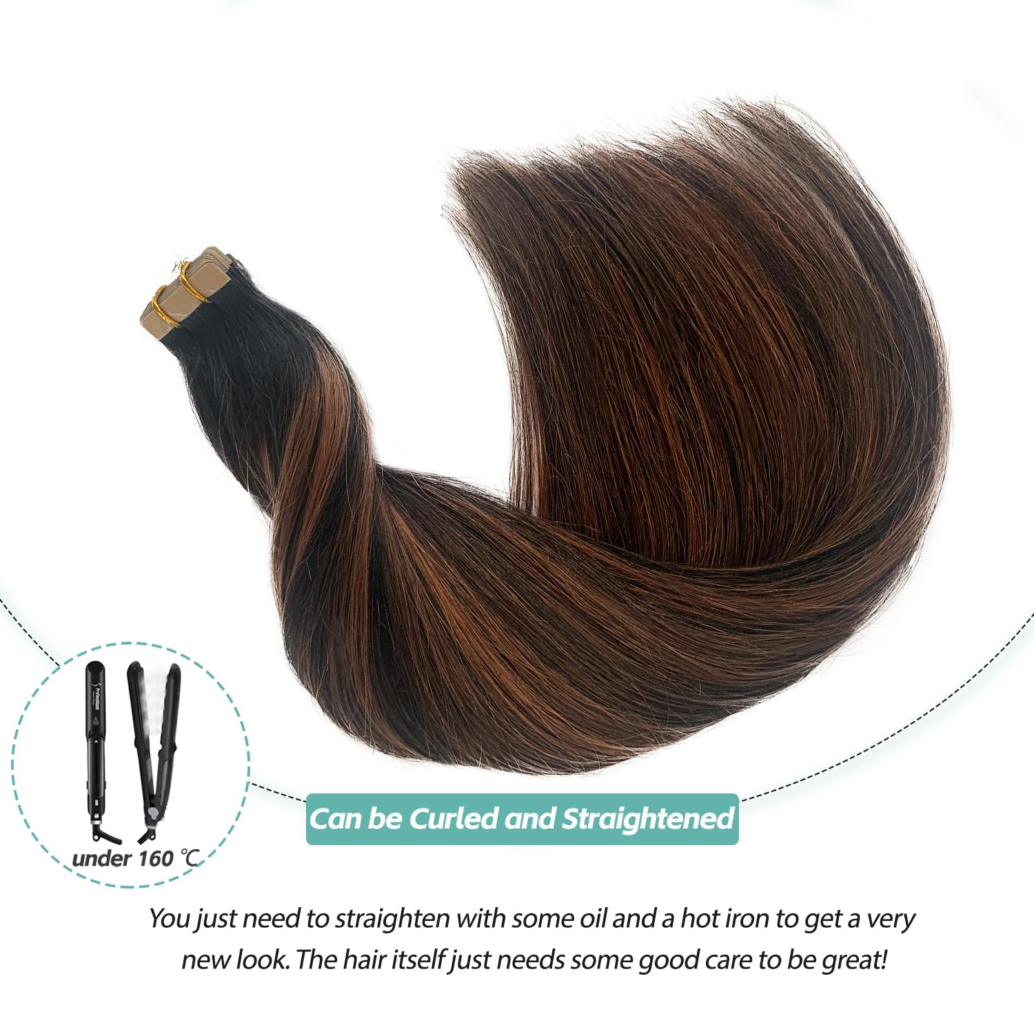 Licoville Tape in Hair Extensions Human Hair Balayage Natural Black to Light Blonde 20 Inch