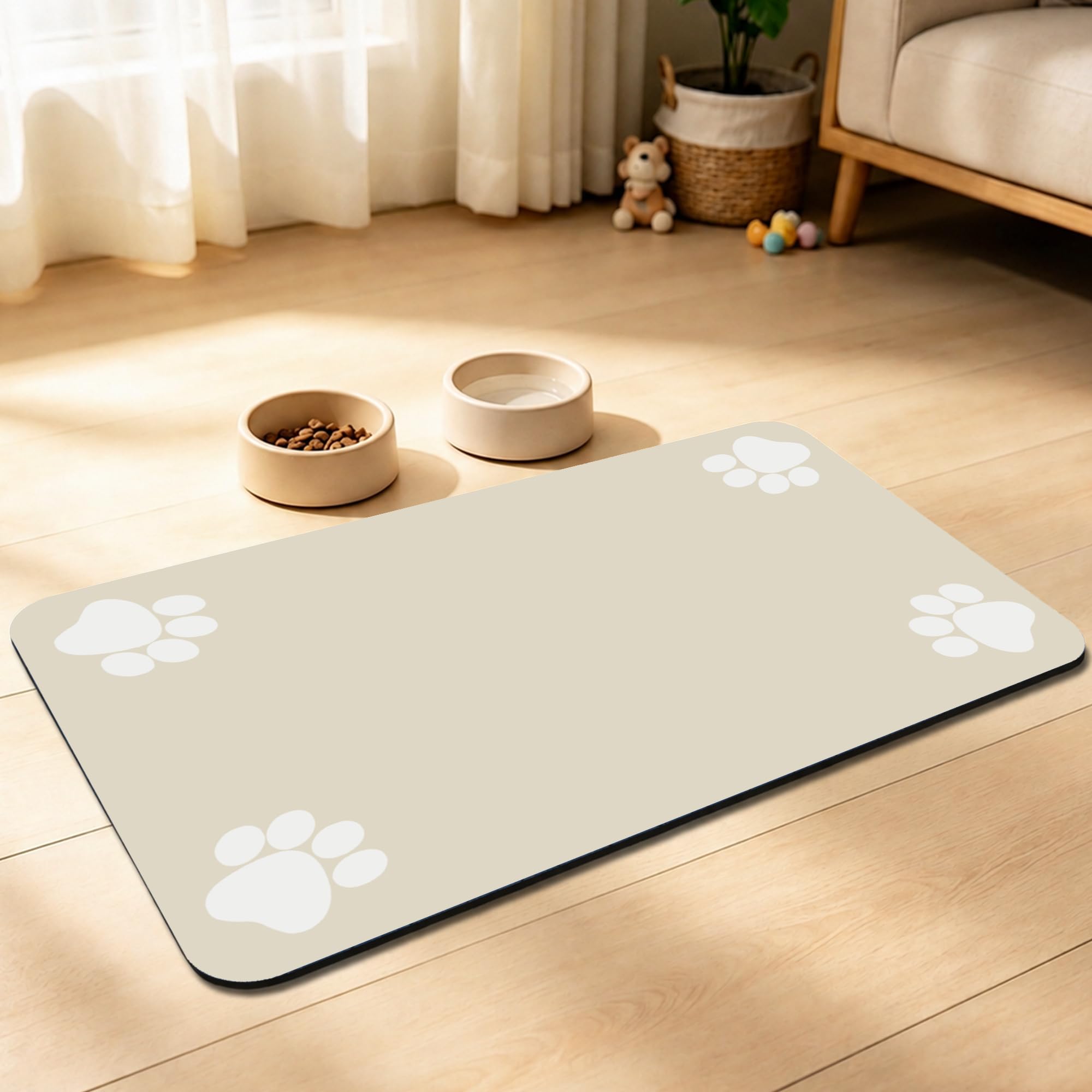 Seyezo Tapis d'alimentation pour animal de compagnie – Set de table étanche à séchage rapide, dos en caoutchouc antidérapant, garde les sols propres, tapis distributeur d'eau et de bol d'eau absorbant