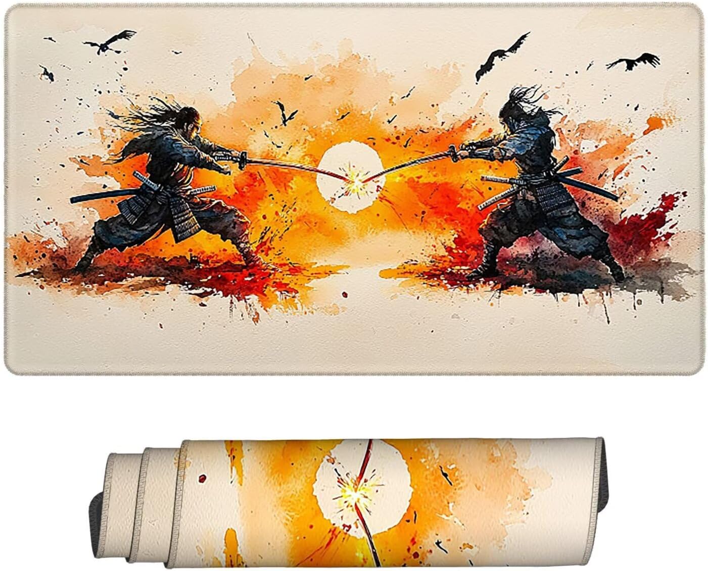 Gaming Mouse mat/Large Mouse Pad 900 x 400 x 3mm| XXL Mousepad | Desk Mat | Improved Precision and Speed | Rubber Base for Stable Grip on Smooth Surfaces, 90 x 40cm (Japanese Samurai) d-730