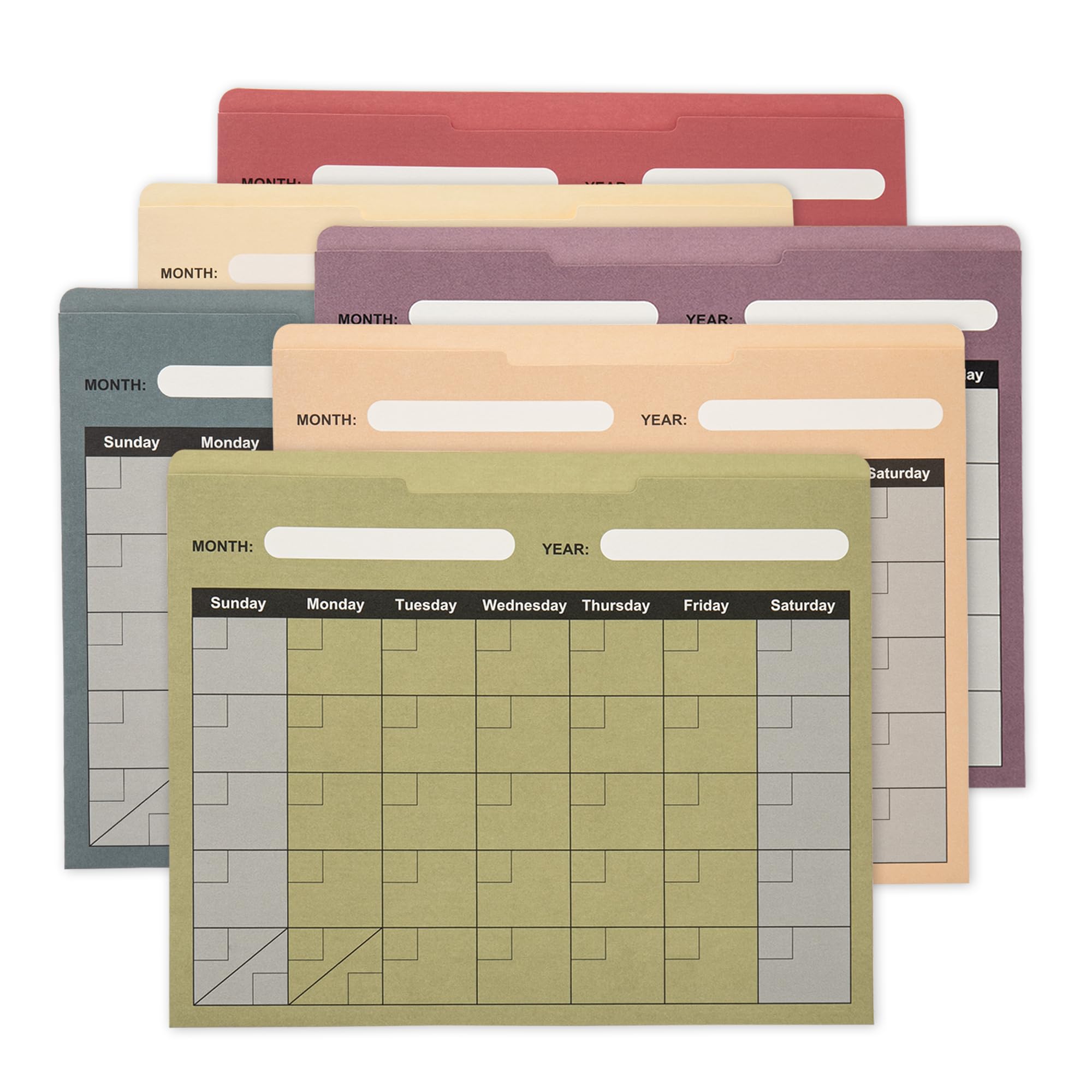 Y YOMA 6 Pack File Folder Jackets Letter Size Paper Pocket File Folder with Reinforced Straight-Cut Tab Pre-Printed Job Folders No Expansion Organizer