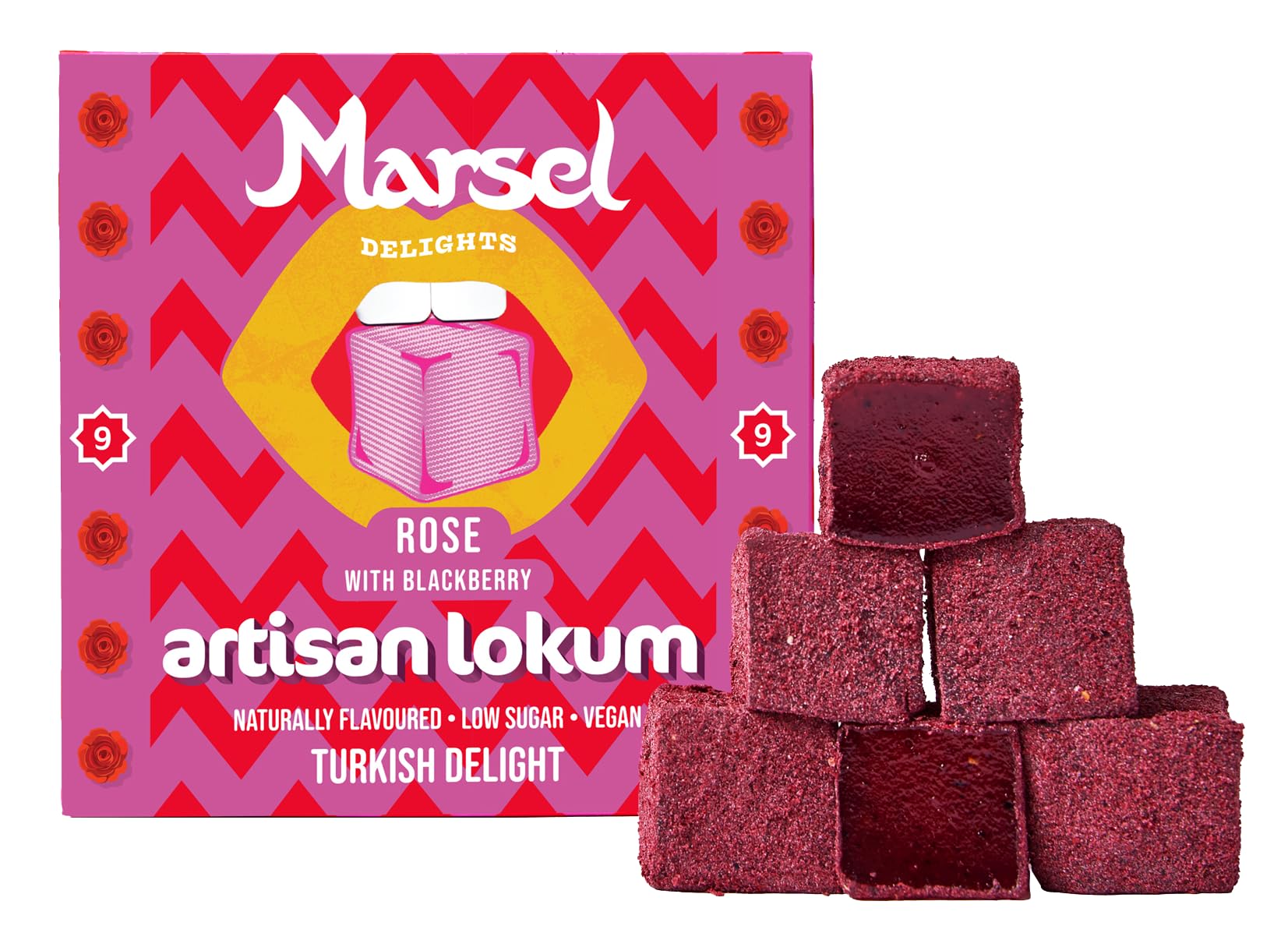 Artisan Turkish Delight - Naturally Flavored, Vegan, Gluten-free, No aromas or colorings (Rose)