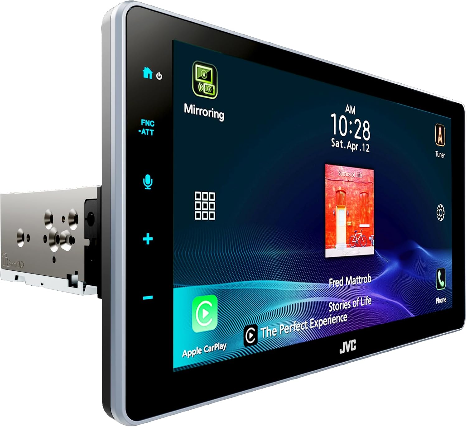 JVC KW-Z900W 9 Inch HD Touchscreen Car Stereo, Wireless Apple CarPlay Android Auto, Bluetooth, HDMI Input, Backup Camera Ready, SiriusXM Ready, Single DIN Floating Display, 3 RCA Preouts