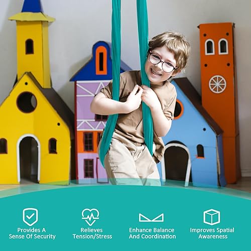 Miniatura 3 de Columpio sensorial, columpio de terapia para niños con necesidades especiales (herramientas incluidas), columpio de hamaca, ayuda para TDAH,