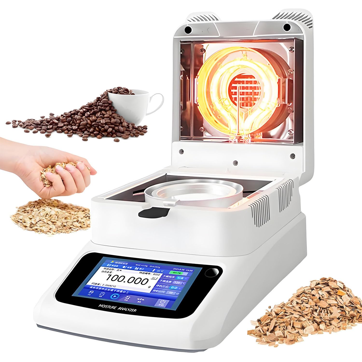 AiODiO Touch Screen Moisture Meter, 3 Drying Modes, 120g 0.001g