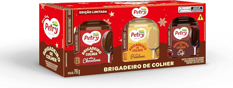 Kit Brigadeiros de Colher Sabores Chocotone, Panetone e Café, 795g