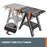 Worx Pegasus 2-in-1 Folding Work Table & Sawhorse, Easy Setup Portable Workbench, 31
