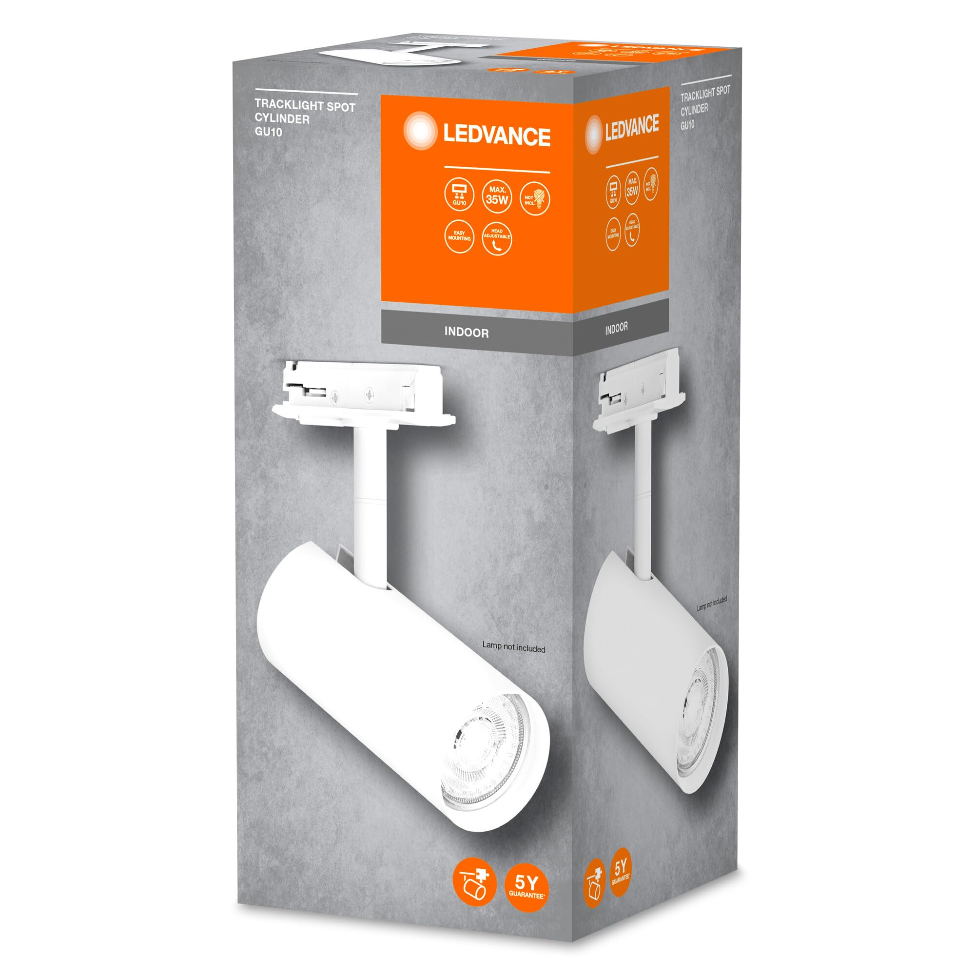 LEDVANCE Cabezal de luminaria para carril TRACKLIGHT, blanco, con casquillo GU10, puede equiparse con una lámpara normal o inteligente, inteligente, WiFi, diseño tipo loft, protección IP20