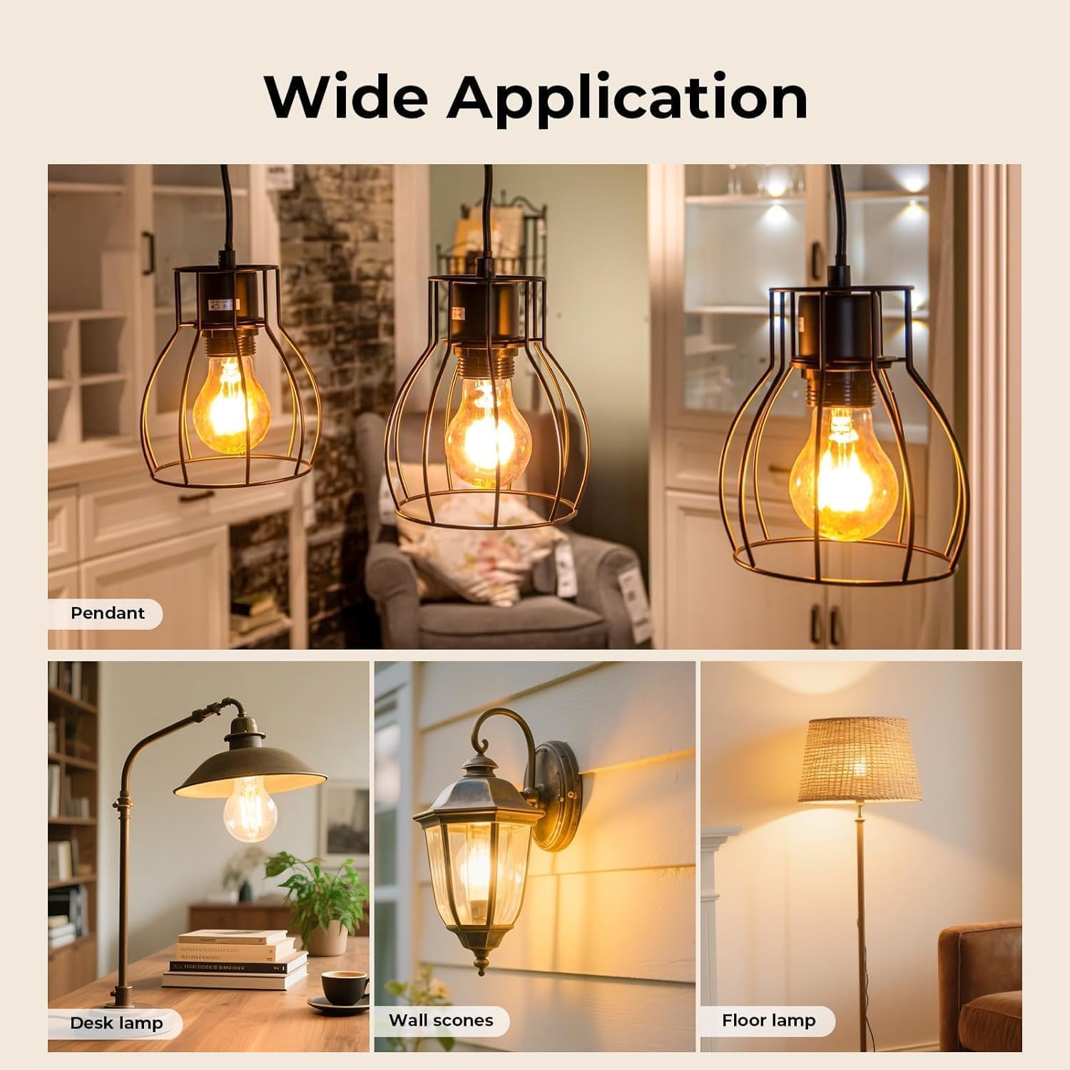 100 Watt Incandescent Light Bulbs, A19 100 WATT Incandescent Bulb E26 Medium Base Shatter Resistant Rough Service Light Bulb (6PACK)