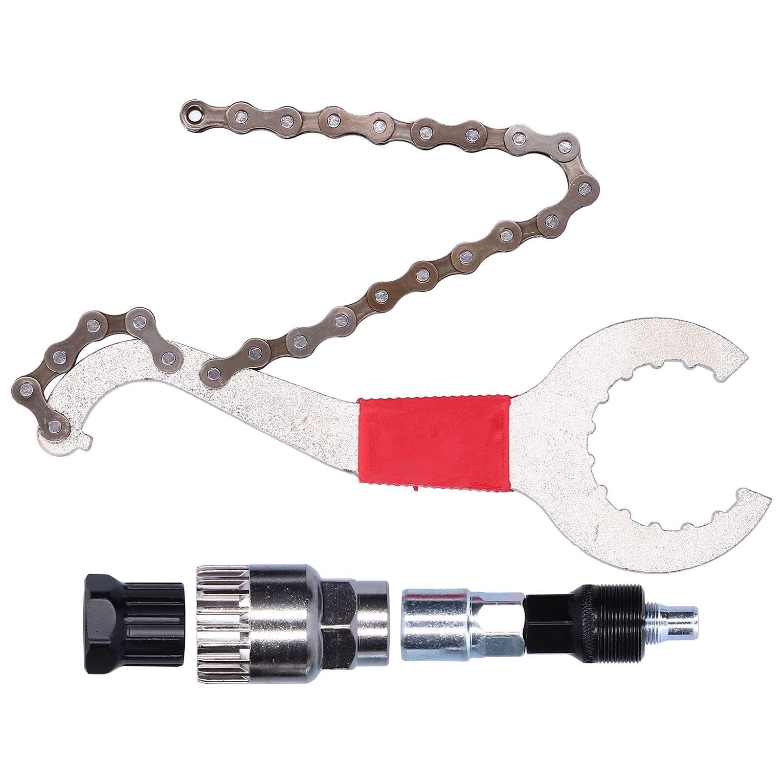 Herramienta para anillo de bloqueo de cassette, herramienta para quitar ruedas, herramienta para cadena de bicicleta, látigo de cadena, piñón, kit de reparación de bicicletas 3 en 1, herramienta par