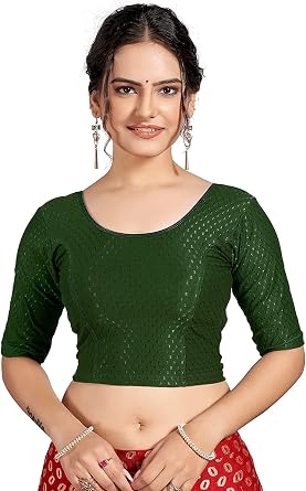 themilestocks Womens Blouses Readymade Gold Stretchable Saree Crop Top Choli Free Size