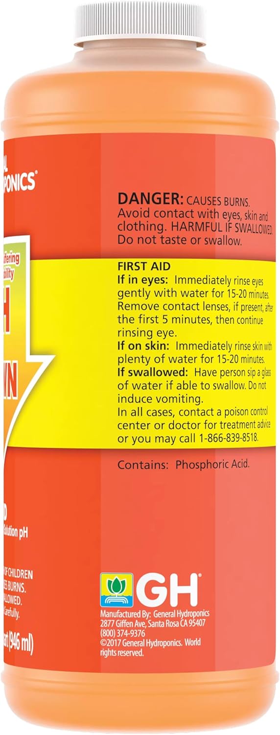 General Hydroponics pH Up and pH Down Liquids - Stabilize Nutrient pH in Hydroponics, 1 qt. Bottles