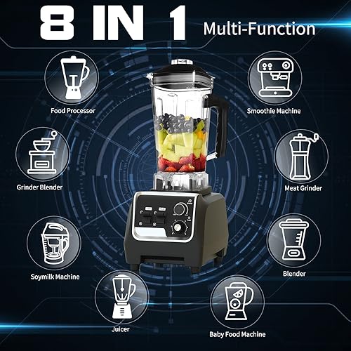 Miniatura 3 de Licuadora profesional para cocina, máquina licuadora de alimentos de encimera de 2200 vatios con temporizador integrado para frutas congeladas,