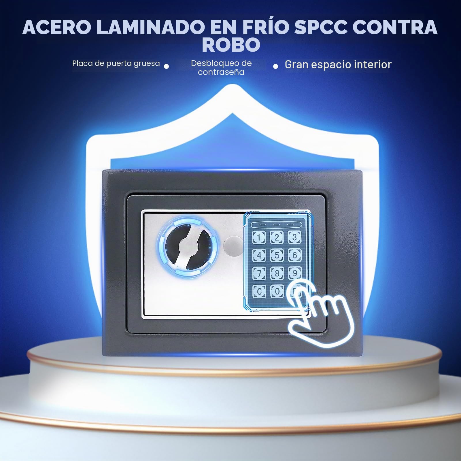 Caja fuerte con 2 llaves y cerradura electrónica, resistente al fuego, resistente al agua, caja fuerte electrónica de acero de hierro, caja fuerte para negocios, dinero, joyas, objetos de valor, 4,6