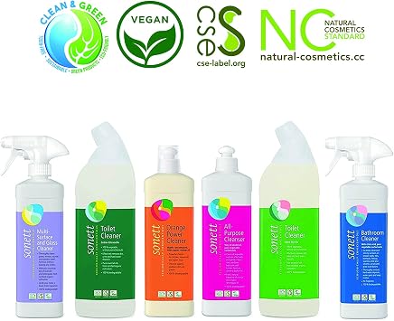 Sonett Organic Multi-Surface and Glass Cleaner 17 fl oz - Thoroughly Cleans panes, Mirrors, counters (Pack of 1)