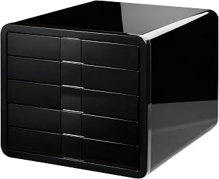 HAN Schubladenbox i-BOX, Schreibtischbox mit 5 Schubladen für Formate bis A4/C4, moderne Designbox für Ordnung am Schreibtisch, 1551-13, schwarz
