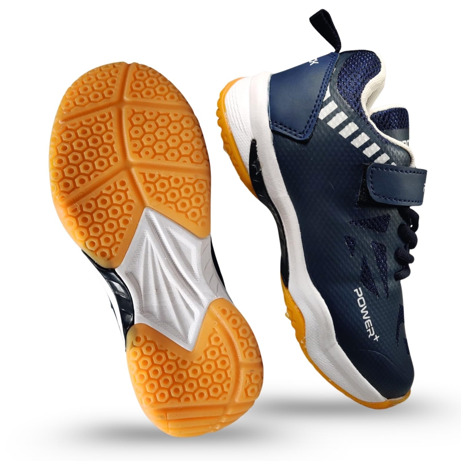 Prokick Power Plus Kids' Badminton Shoes with Strap | Lightweight, Non-Marking Sole | Comfortable & Easy Fit for Indoor Sports & Training, Blue - 2 UK 3