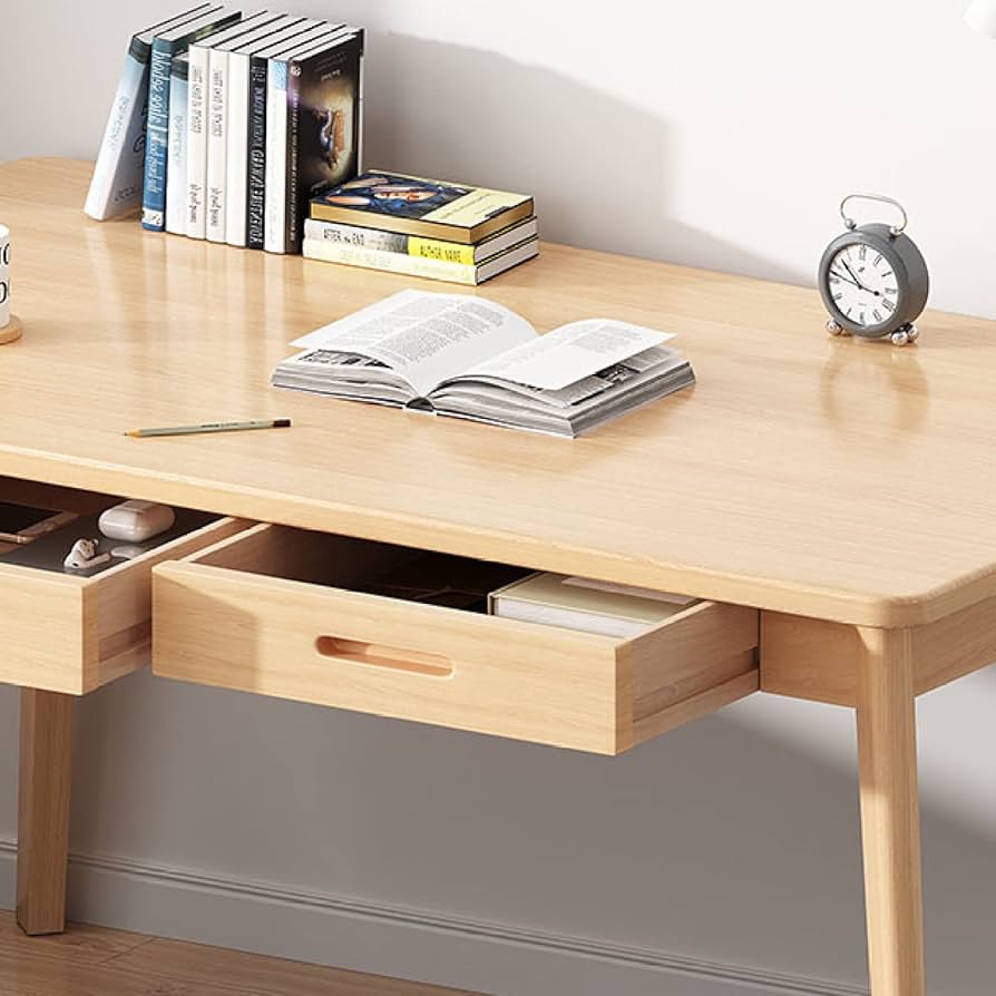 Amazon | 引き出し付きコンピューターデスク、無垢材脚付きの