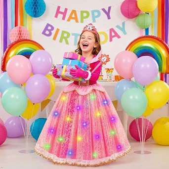 Meland Light Up Princess Dress for Girls Ages 3-10, Halloween Costume Party