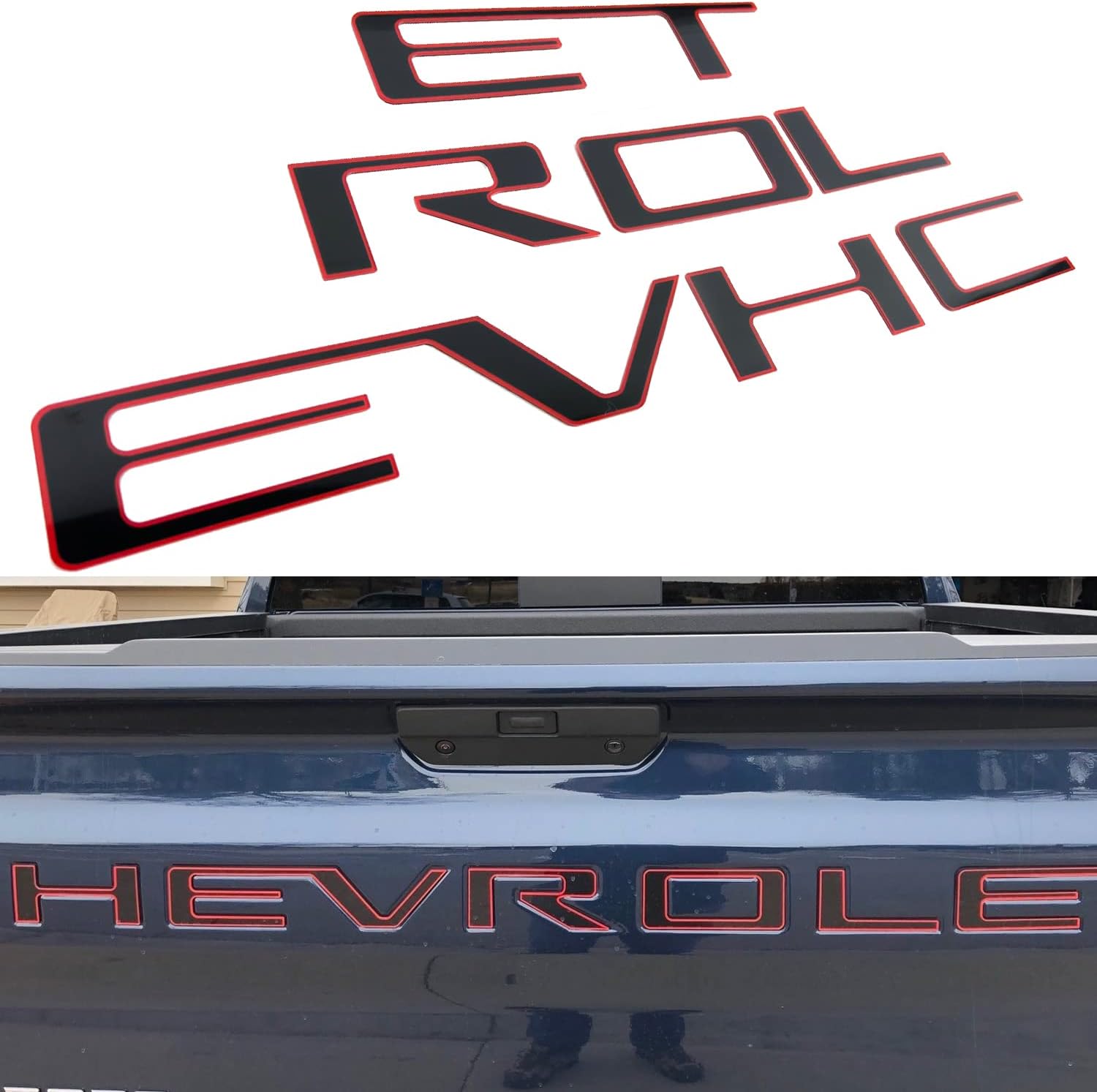 Insert Letters Tailgate Emblem Compatible with 2019-2023 (Black with Red)