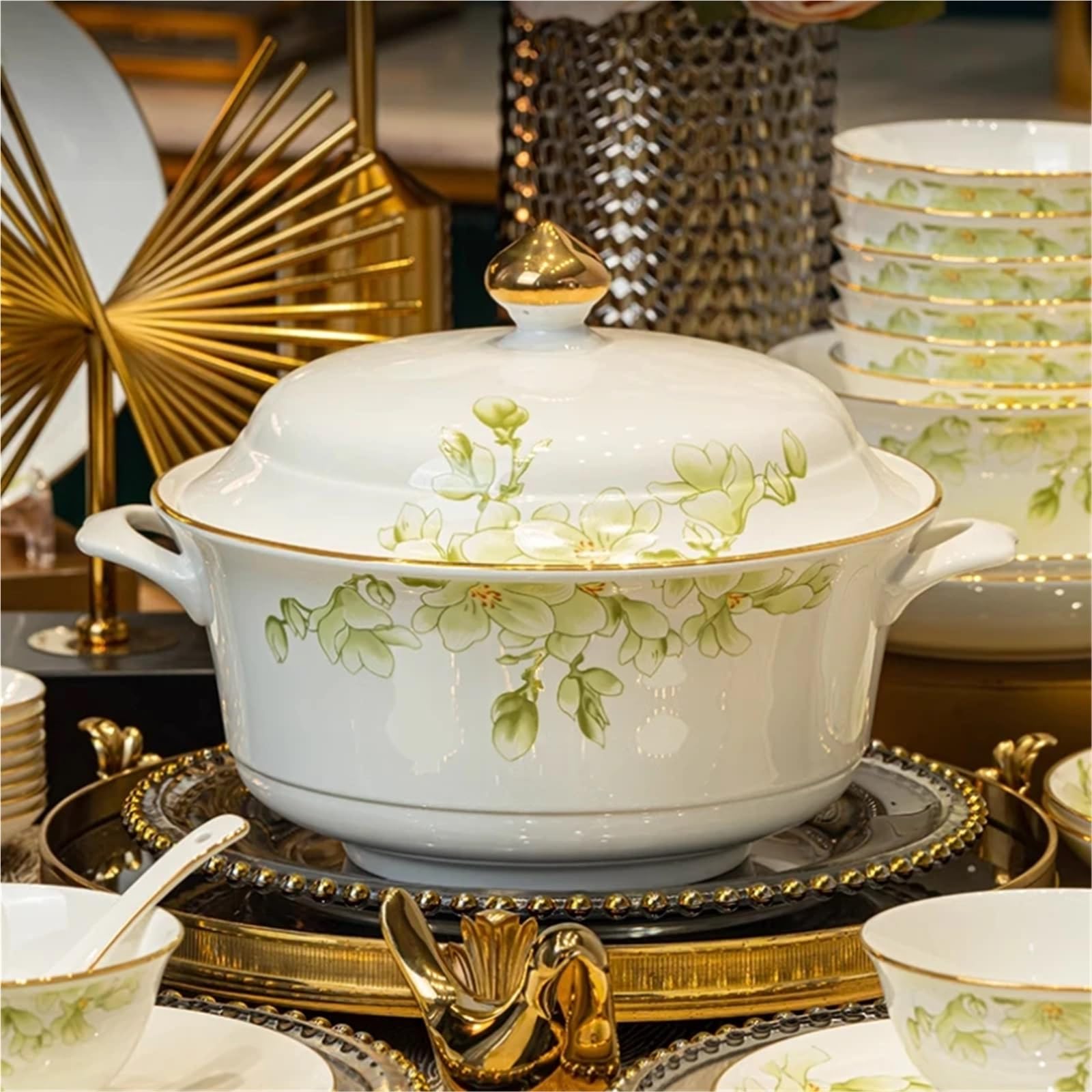 SAeWare Servizio da tavola in ceramica per feste, 88 pezzi, per la colazione, 36 pezzi, per 6 persone