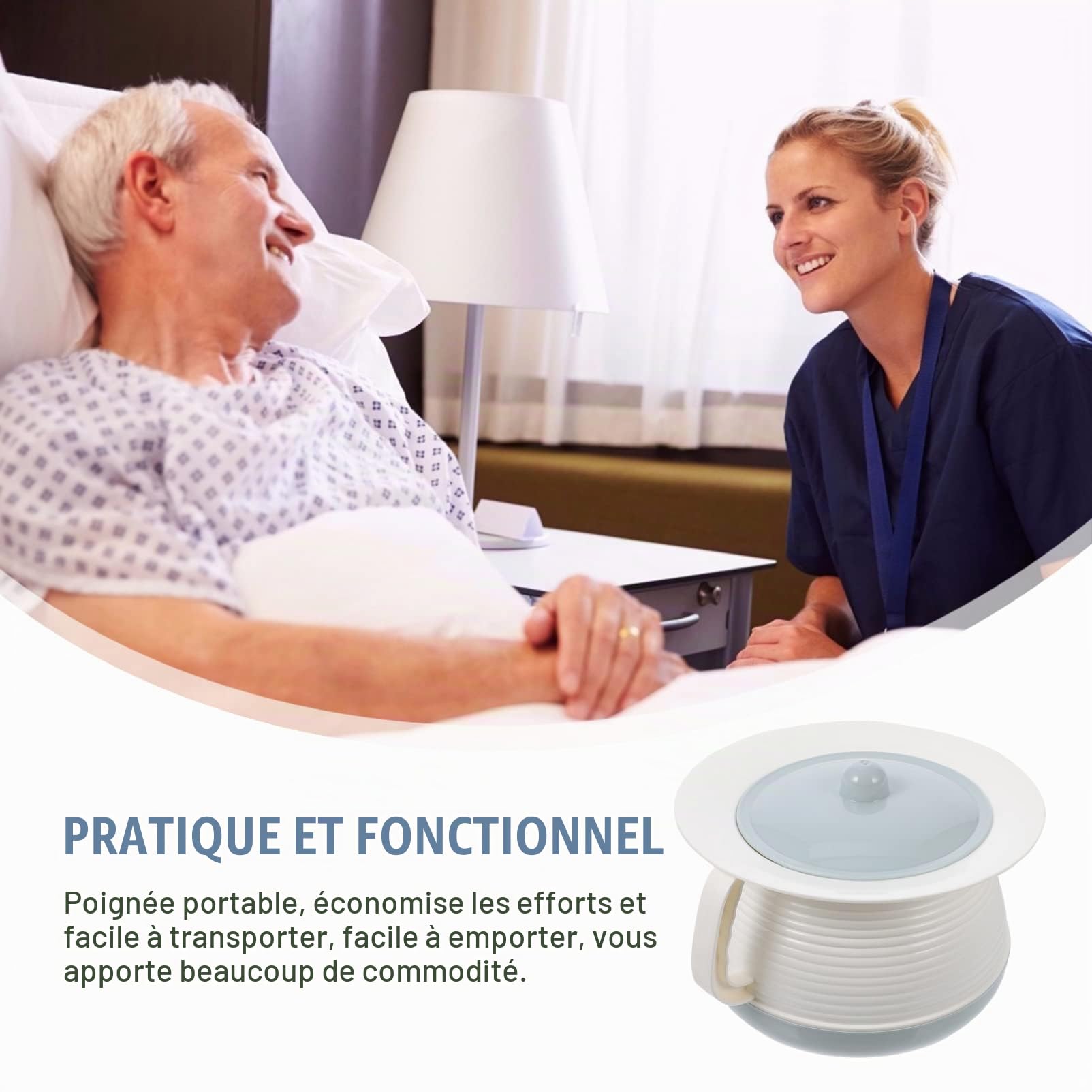 Zerodeko Pot De Chambre Portable Avec Couvercle Et Poignée Urinoir De Nuit Couvert Multifonctionnel Pour Adultes Et Enfants Bassin Hygiène Domestique Et Hospitalière 8.07X8.07X5.31In