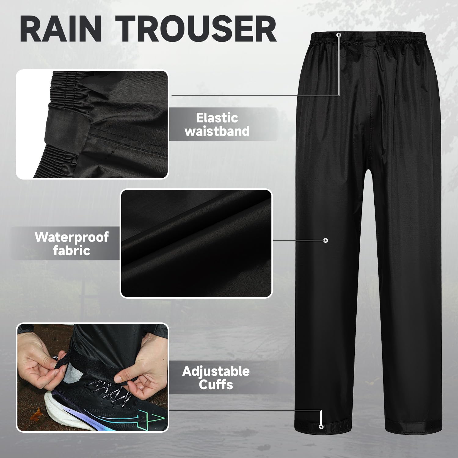 Traje de lluvia impermeable para hombre, con capucha, resistente al viento, chaqueta y pantalones para montar al aire libre, senderismo, pesca