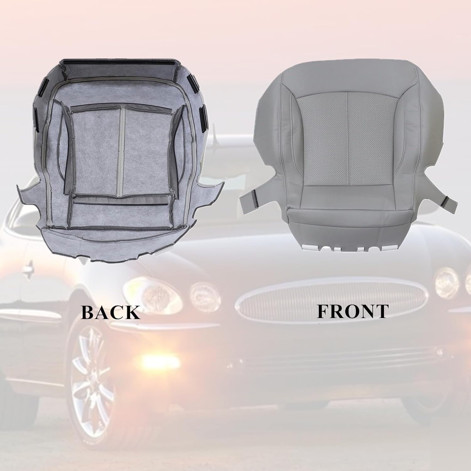Gray Front Driver Side Bottom Microfiber Leather Perforated Seat Cover Compatible with Buick Lacrosse 2010 2011 2012 2013