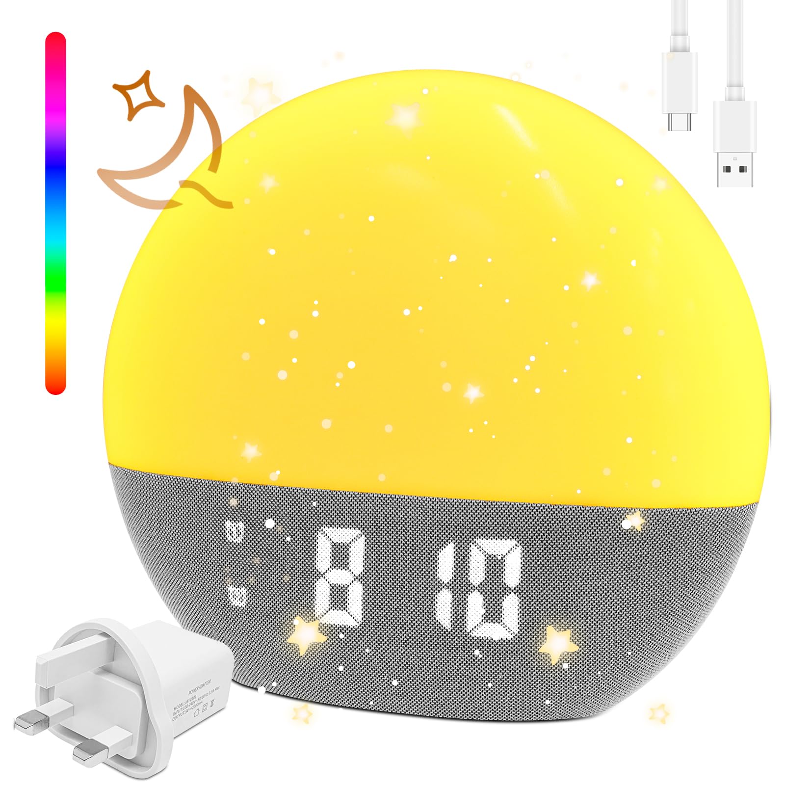 CBWERBB Sunrise Alarm Clock,Wake Up Light with Sunrise/Sunset Simulation Dual Alarm,Dimmable Bedside Night Lamp for Kids Adults,9 Min Snooze 10 Color Mode 24 Natural Sound FM Radio