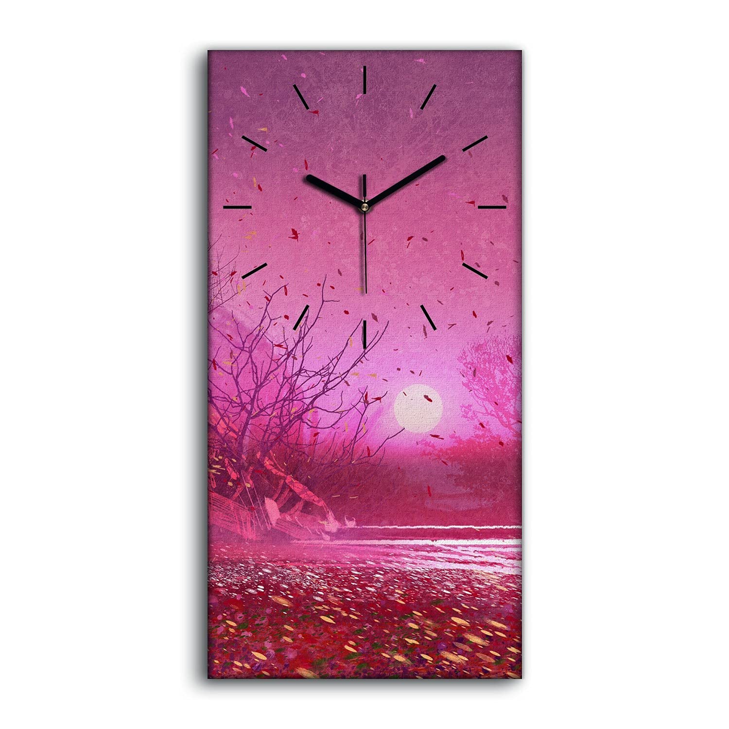 Horloge sur Toile 30x60cm Arbres Pétroliers - Décoration Murale Moderne pour Salon