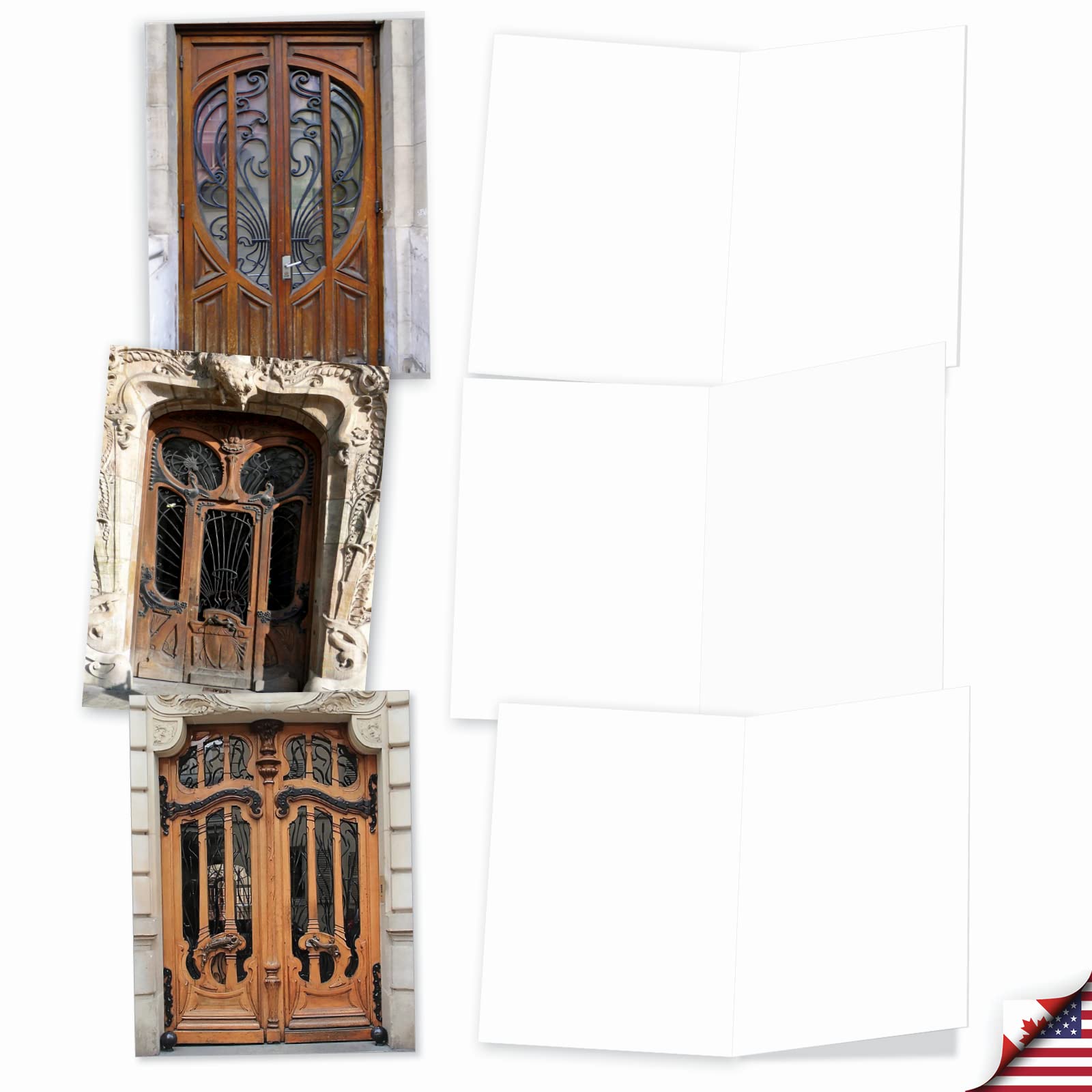 M4624OCB-B1x10 Art Nouveau Doors: 10 Assorted Blank All-Occasion Note Cards Featuring Images of Beautifully Ornate and Intricately Designed Doorways w/White Envelopes - Image 4