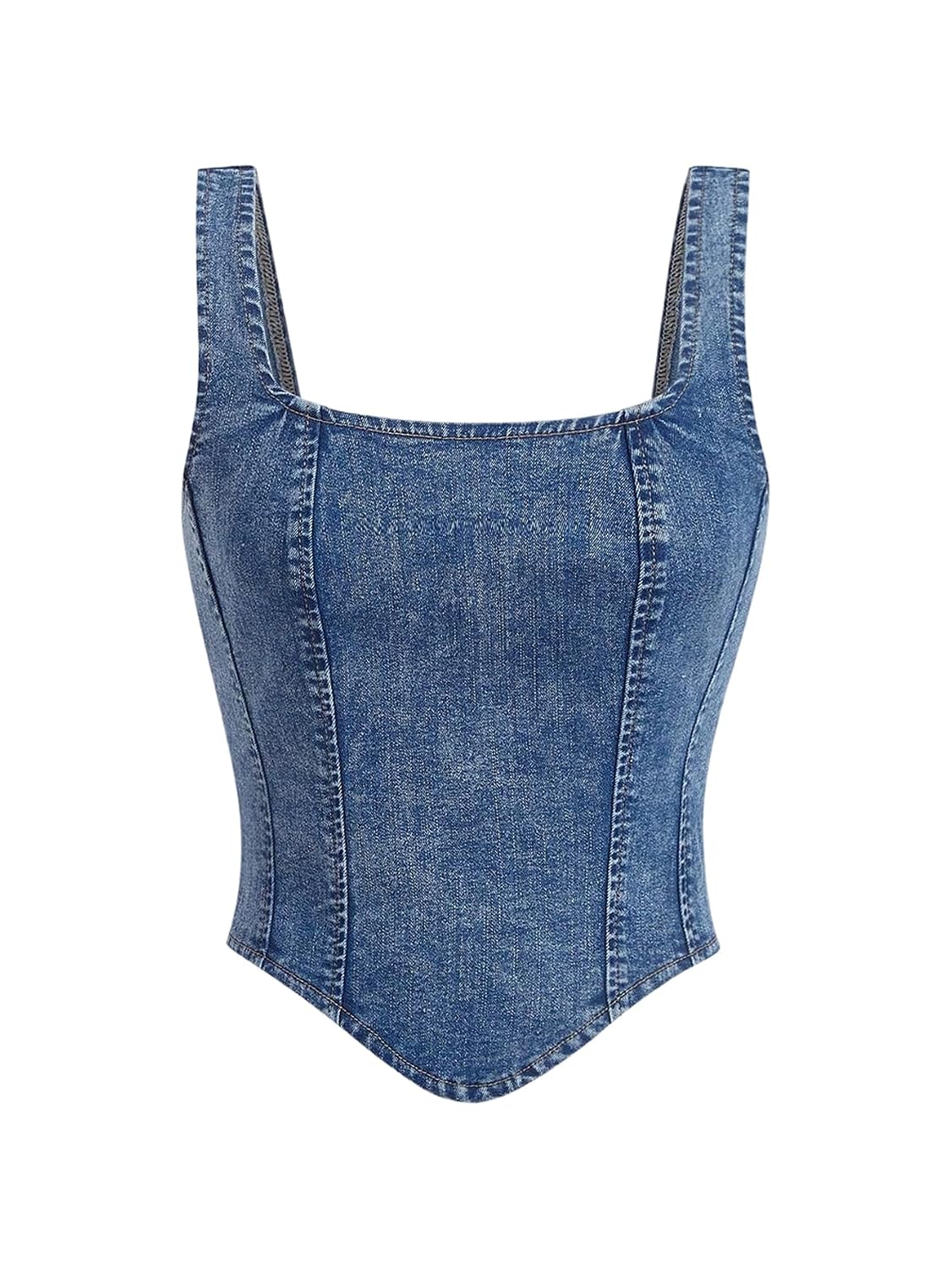 WDIRARA Women's Denim Asymmetric Hem Crop Top Sleeveless Zip Back Corset Tank Top - Review, Price and Buying Guide