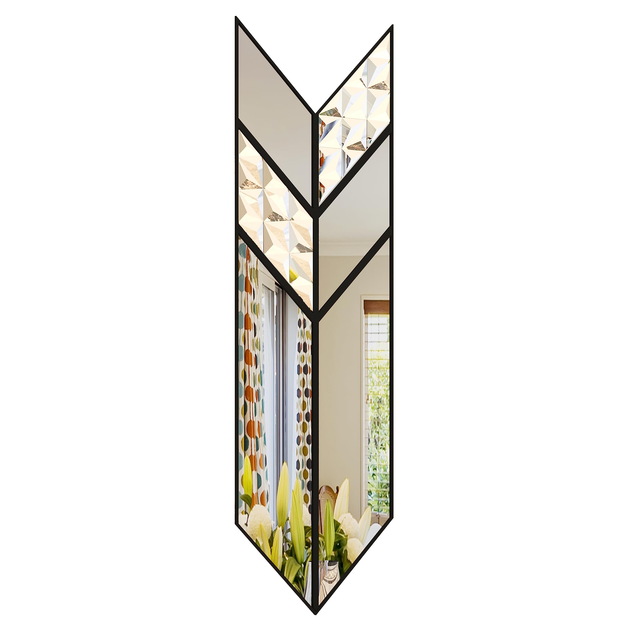 Miroir flèche noir déco moderne entrée accueillante 92 cm