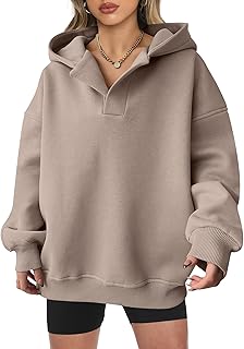 ANRABESS Womens Oversized Hoodies V Neck Sweatshirts Fleece Long Sleeve Pullover Y2K Clothes 2025 Fall Trendy Outfits