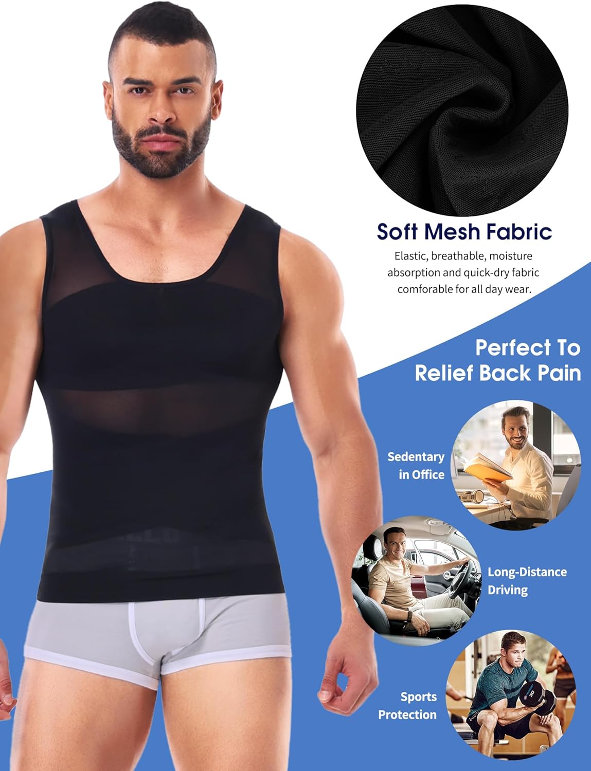 Men Body Shaper Slimming Vest Tummy Control Undershirt Gynomastica Compression Shirt Waist Trainer Tank Top - Image 3