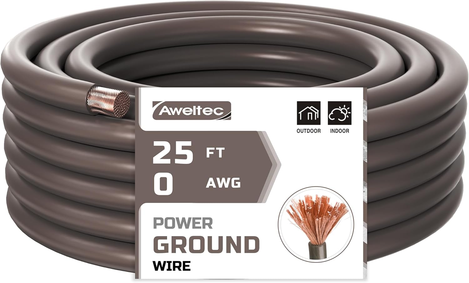 0 Gauge Wire, 25 Feet Black Power Ground Wire Cable, Primary Automotive Wire, Copper Clad Aluminum Wire for Battery Cable, Car Audio, Amp Wiring, Generator, Automotive, RV