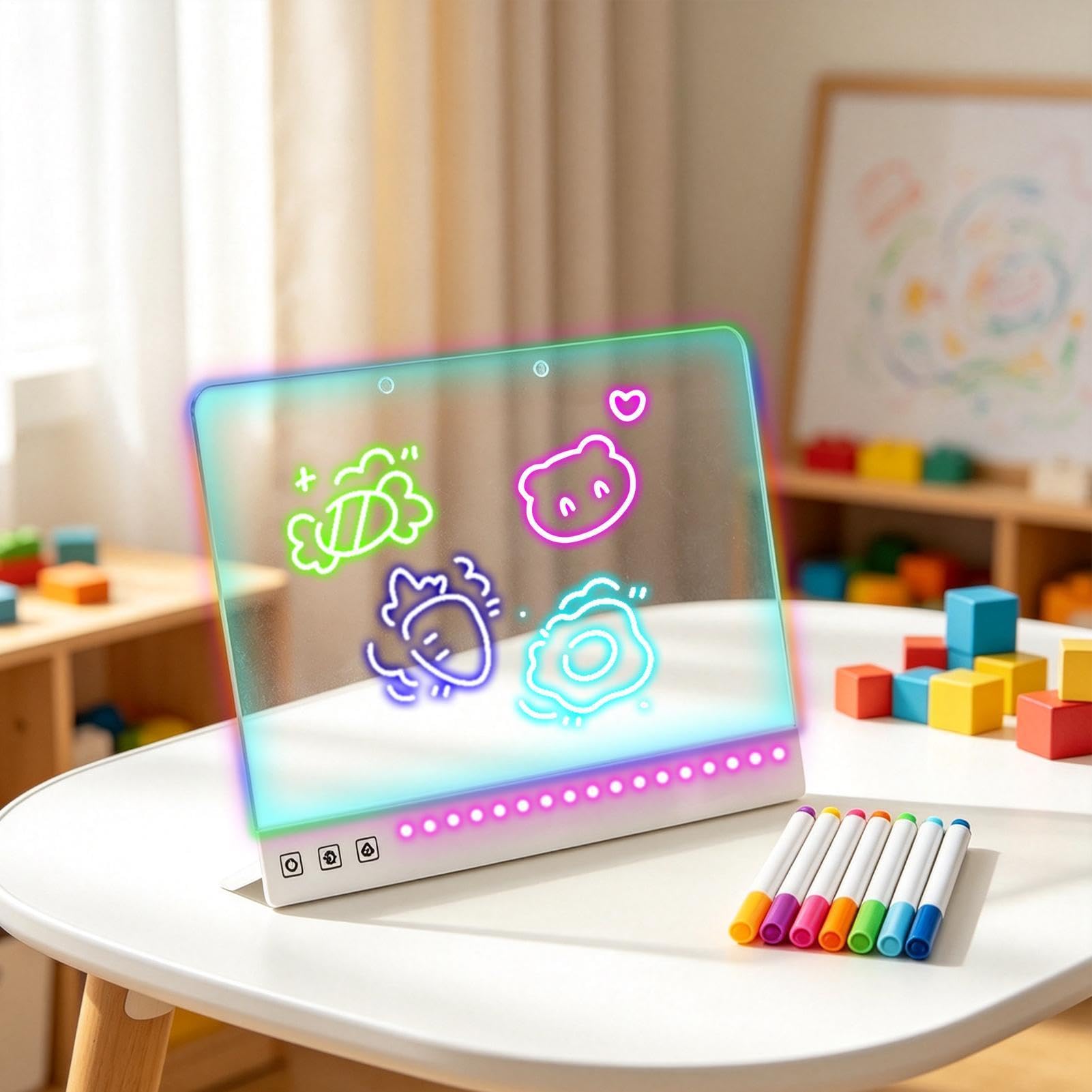 Lavagna Luminosa Da Disegno Blocco Da Disegno Ricaricabile Con Pennarelli | Pannello Messaggi LED Per Bambini E Bambine, Scuola, Classe, Casa, Viaggi In Auto E Aereo