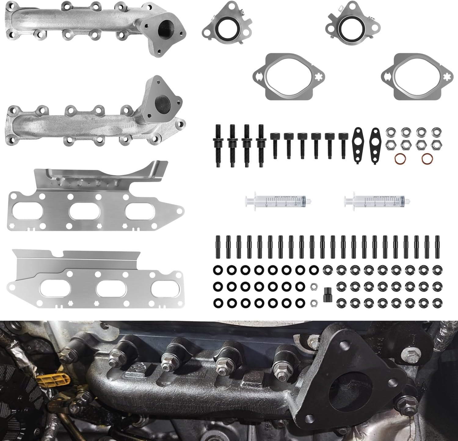 Bonbo 1043001 Exhaust Manifold Kit for Ford F-150 3.5L EcoBoost 2011-2016 - Replaces BL3Z-9430-B/D, Upgraded 11-Stud Design