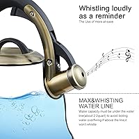 Vista 4 de Tetera de Té - Hervidor de 2.2 Quart para Estufa Silbante de Acero Inoxidable Ollas de Té para Estufa Silbante de Té