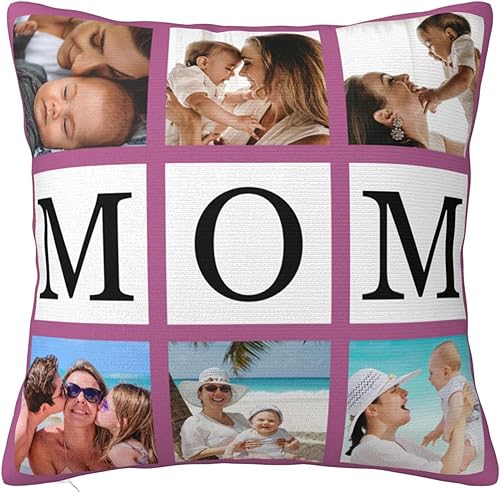 Funda de almohada personalizada con fotos con collage de Best Mom Ever, funda de cojín personalizada para el día de la madre, aniversario, boda,