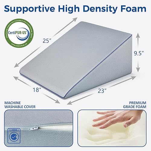 Miniatura 4 de Almohada de cuña para jugar, leer, dormir, almohada de espuma viscoelástica de enfriamiento de 9.5 pulgadas para apoyo de espalda y elevación de