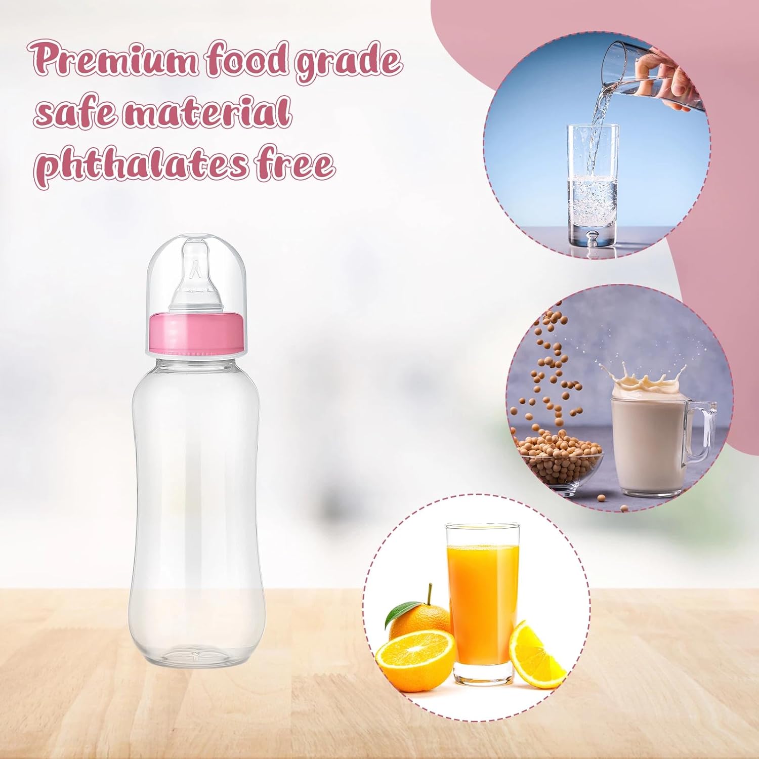 Norme 24 Pcs 9.5 oz Plastic Bottles Chug Shower Game Party Favors for Shower Decorations Gender Reveal Gifts (Pink)