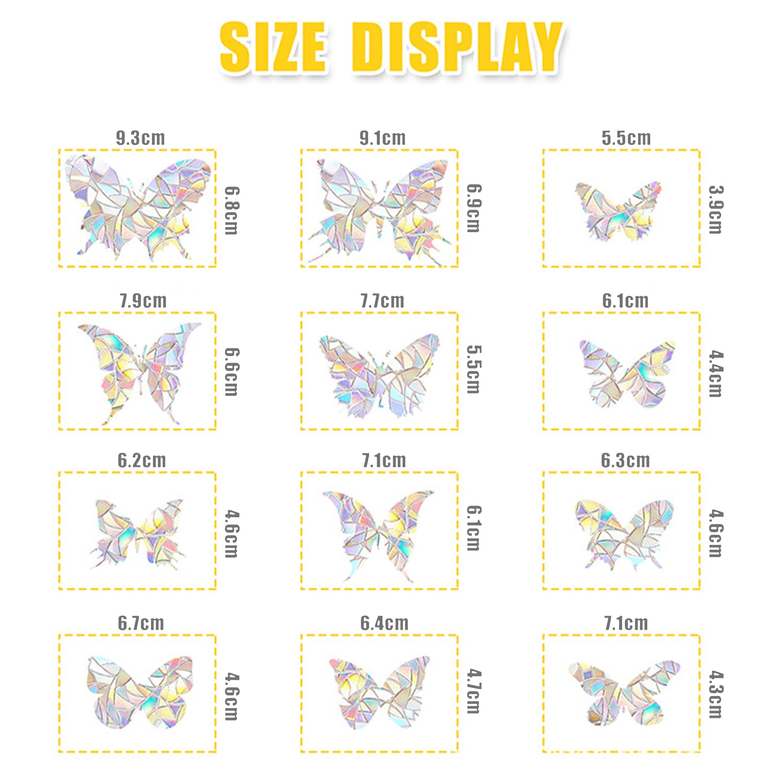 Autocollants Anti-Collision Oiseaux Kotkiddy - 28 Papillons Prisme - Protection Vitres + Déco Arc-En-Ciel