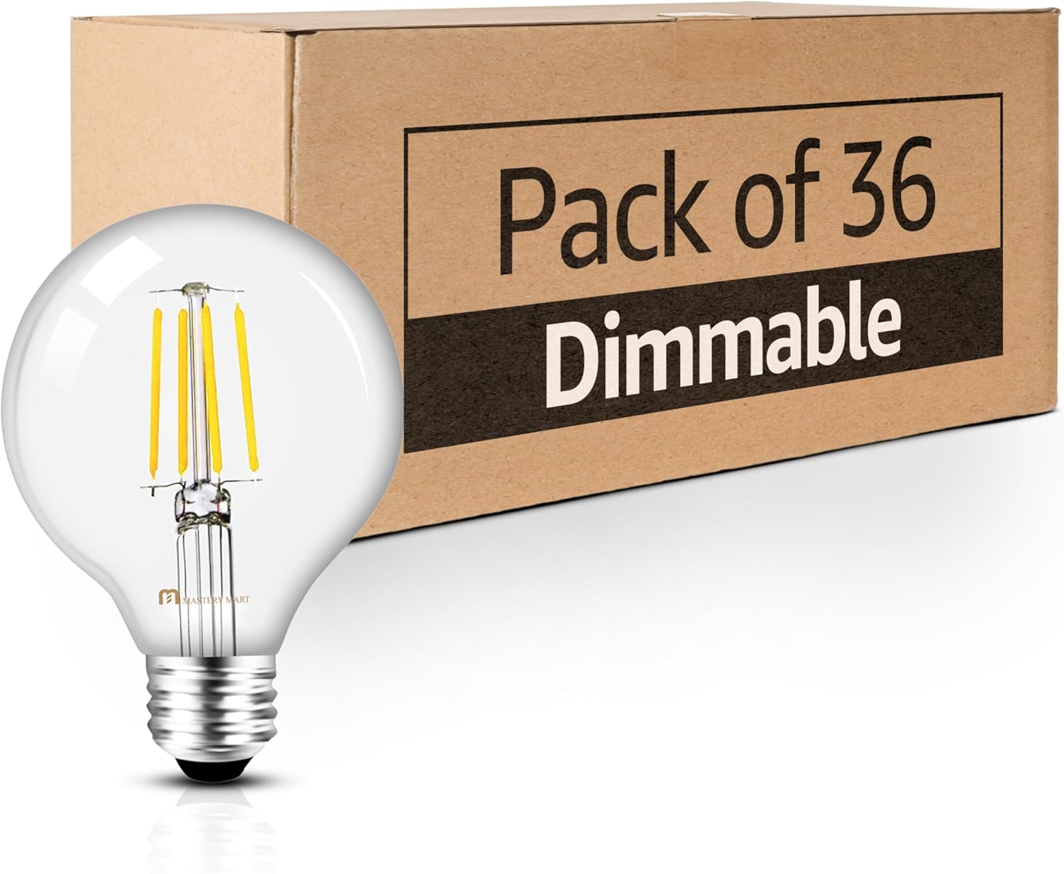 MASTERY MART 36 Pack G25 Globe LED Light Bulbs Dimmable, E26 [60W Equivalent], 5000K Daylight White, Vintage Decorative Filament Bulb for Bathroom Mirror, 5.5W LED, UL Listed, Energy Star