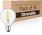 Mastery Mart G25 LED Ampoule dimmable, 2700K Blanc doux 5.5W[60W Équivalent], E26 Ampoules de lumière Globe Edison, Ampoule décorative de style Edison pour miroir de salle de bains, UL, Energy Star, paquet de 6